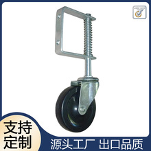 江龙精密脚轮大门弹簧减震脚轮耐磨抗压静音橡胶脚轮带刹车万向轮