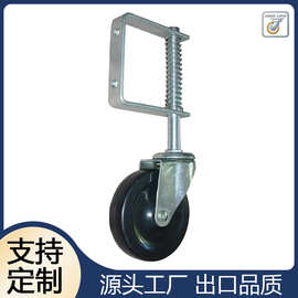 江龙精密脚轮大门弹簧减震脚轮耐磨抗压静音橡胶脚轮带刹车万向轮