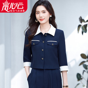 Fashion socialite little suit jacket 2025 summer new cropped sleeve design sense suit wide leg pants suit