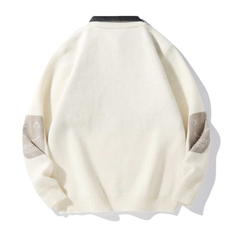 Men's Layered-Look Knit Sweater With Shirt Collar - Warm Long Sleeve Pullover For Autumn/Winter (Black/Beige/Khaki, M-Xxl)_voghion.com
