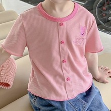 女童打底衫2025夏季儿童新款韩版女孩洋气T恤宝宝短袖可爱ins上衣