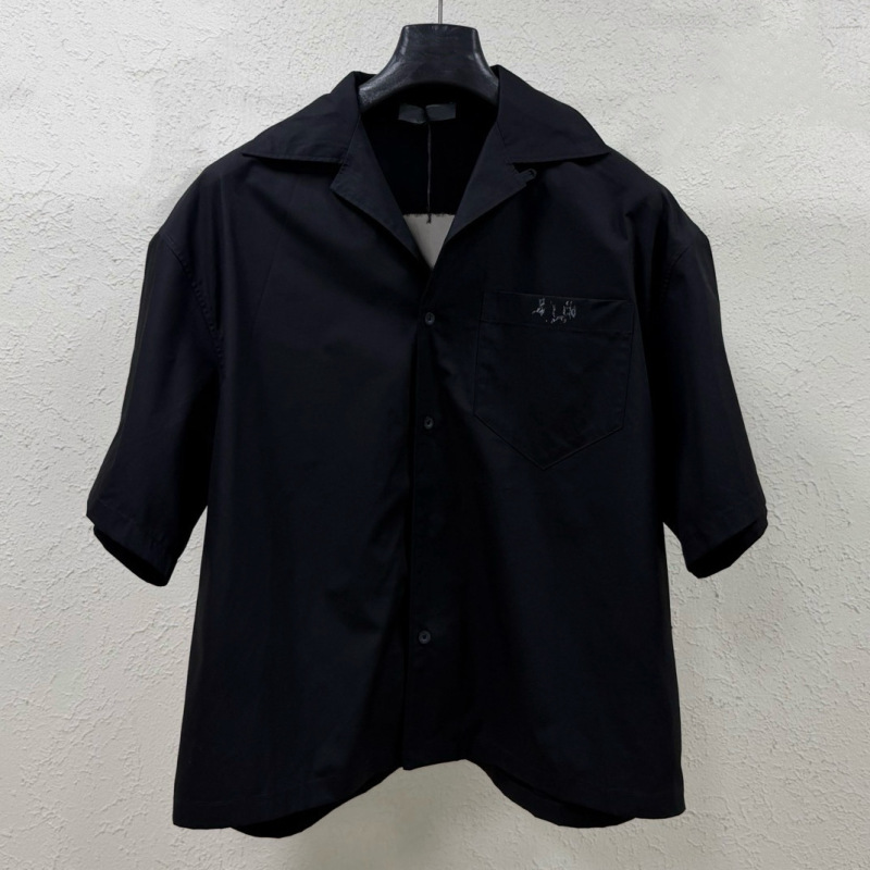 2026 Summer Paris Luxury Trend Classic Front and Back Logo Short Sleeve Shirt Comfortable Everyday Versatile Unisex Bowling Shirt