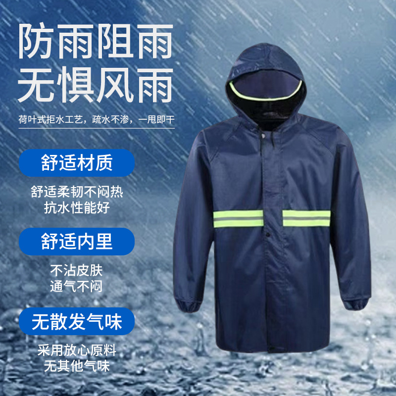 Traje de Impermeable y Pantalón de Lluvia de Tela Oxford Tira Reflectante Resistente a Tormentas para Ciclismo y Motocicleta