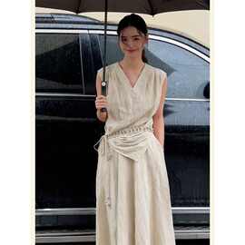 茶系穿搭一整套春装2025新款温柔气质减龄国风禅意连衣裙套装