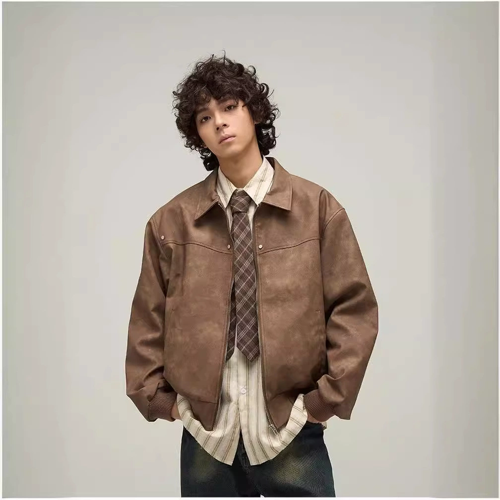 Tide, autumn retro brown jacket, American style