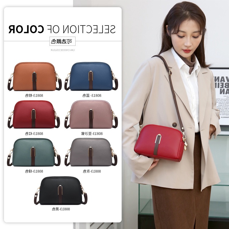 2025韩版荔枝纹仿皮手提小包包2023新款纯色简约休闲单肩斜挎妈妈