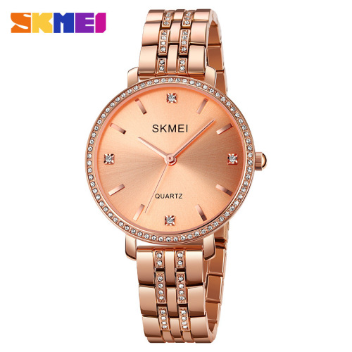Elegant Quartz Watch with Diamond-encrusted Simple Dial, Fashionable and Versatile Timepiece for Women