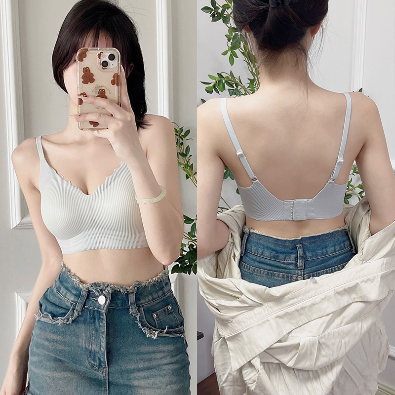 Alta calidad expansión exterior grande suave apoyo inconsútil ropa interior de las mujeres reunidas sujetador inalámbrico francés grueso taza belleza back sujetador