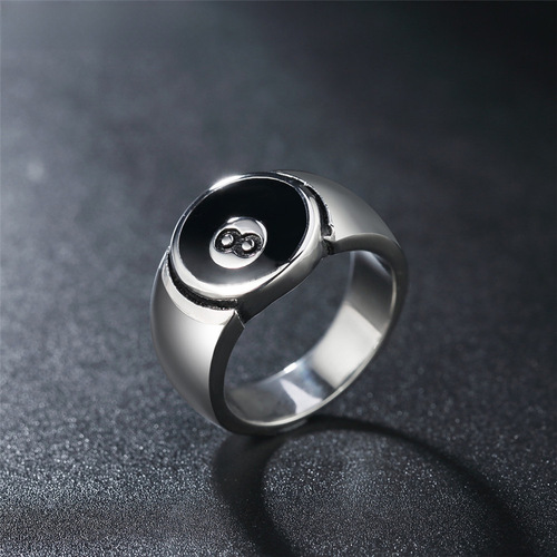 R0778-NK01 New Men's Titanium Steel Ring Pool 8 Blank Ball Ring