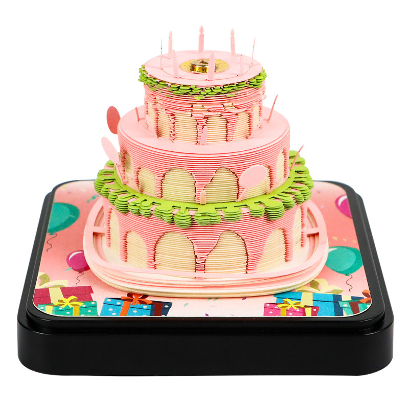 クリエイティブな誕生日プレゼントケーキ紙彫刻モデルデスクトップ装飾品ニッチ文化クリエイティブギフトカスタム 3D 立体メモ帳|undefined