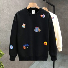 高品質刺繍丸首男性スウェット秋冬のファッションがゆったりしています。