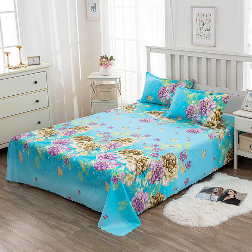 New hot-selling brushed printed single double bed sheet single piece bedding pastoral stripe color quilt manufacturer