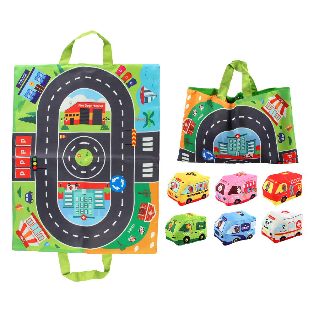 Source Manufacturer Baby Fabric Car Model with Storage Bag Carpet Baby Tear-Resistant Cloth Book Early Education Toys