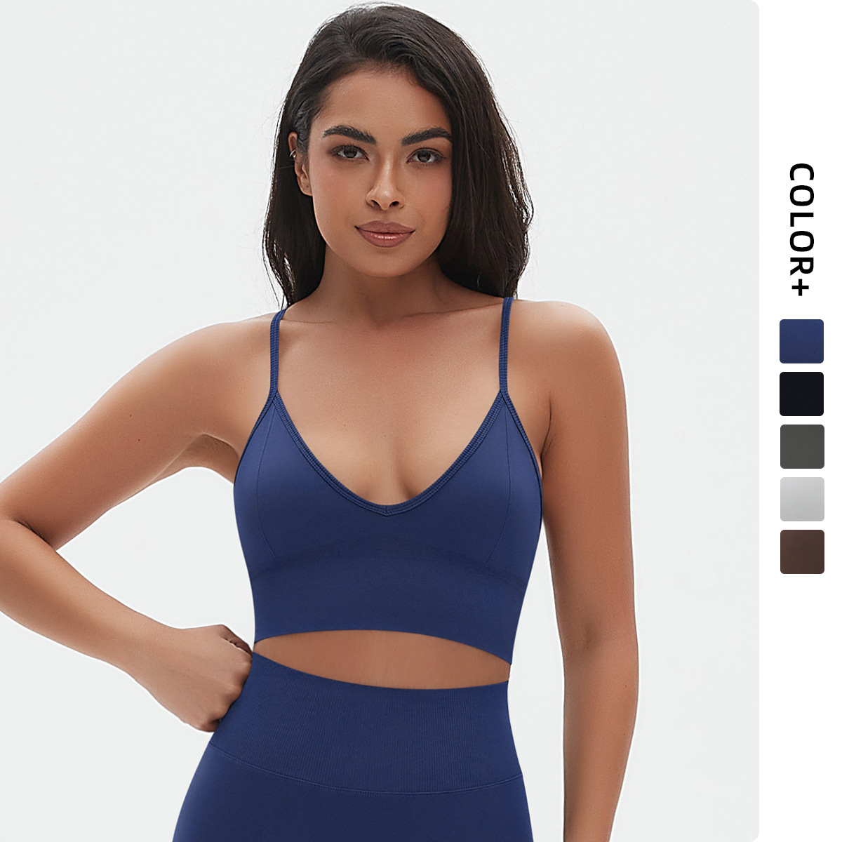 Nuevo cross-border sin costuras de color sólido cinturón sujetador sexy ropa interior deportiva correr fitness chaleco de yoga