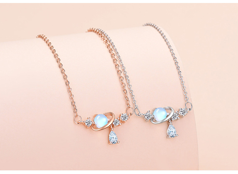 Planet Pattern Women's Gender Sweet Planet Copper Plating Inlay Zircon Necklace