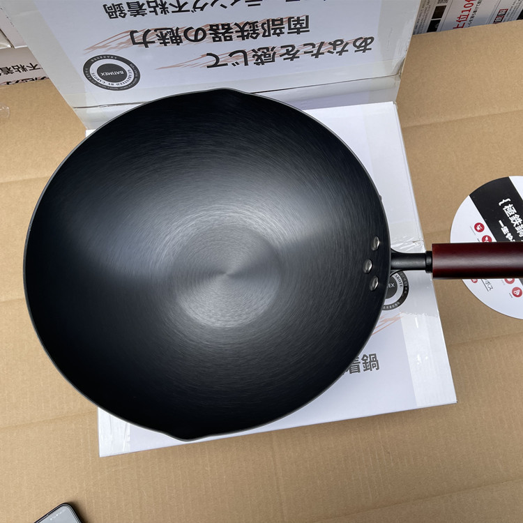 日本TOKYAMAコーティングなし旧式鋳鉄炒め鍋家庭用鉄鍋ガスコンロ深さ窒息炒め鍋|undefined