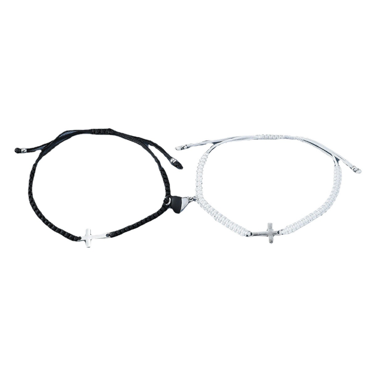 Cross-Border Nueva Cruz pulsera tejida blanco y negro traje par de pulsera magnética de amor en blanco y negro