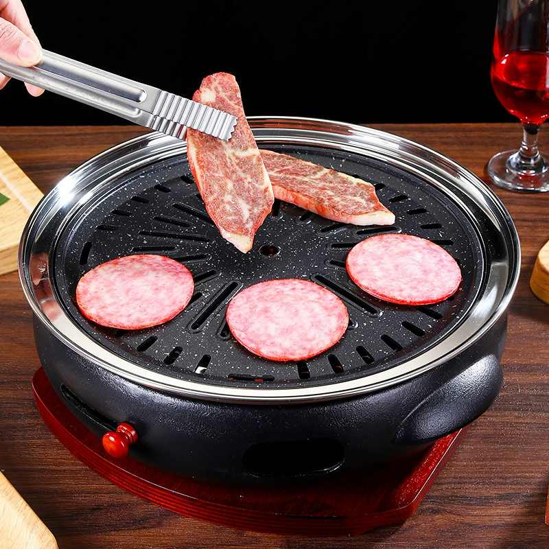 Korean baking dish barbecue round carbon grilled non -stick roasted meat plate charcoal frying frying iron plate decoction barbecue shop commercial