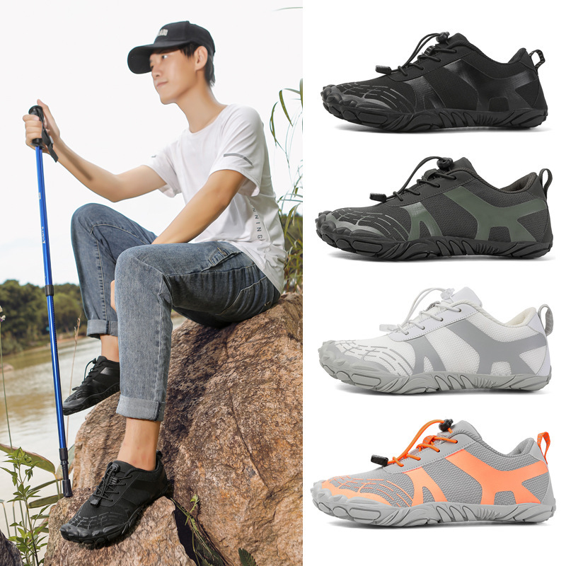 Cross-Border Outdoor Five-Finger Hiking Shoes for Men, Thickened Off-Road Rock Climbing Shoes, Breathable Hiking Fitness Shoes, Wading and River Tracing Shoes
