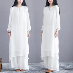 甜美仙气文艺复古民族中国风禅意茶服套装女养生馆居士打坐禅服