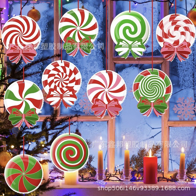 新款圣诞糖果装饰户外LED灯圣诞节庭院地插牌 薄荷糖果挂饰派对