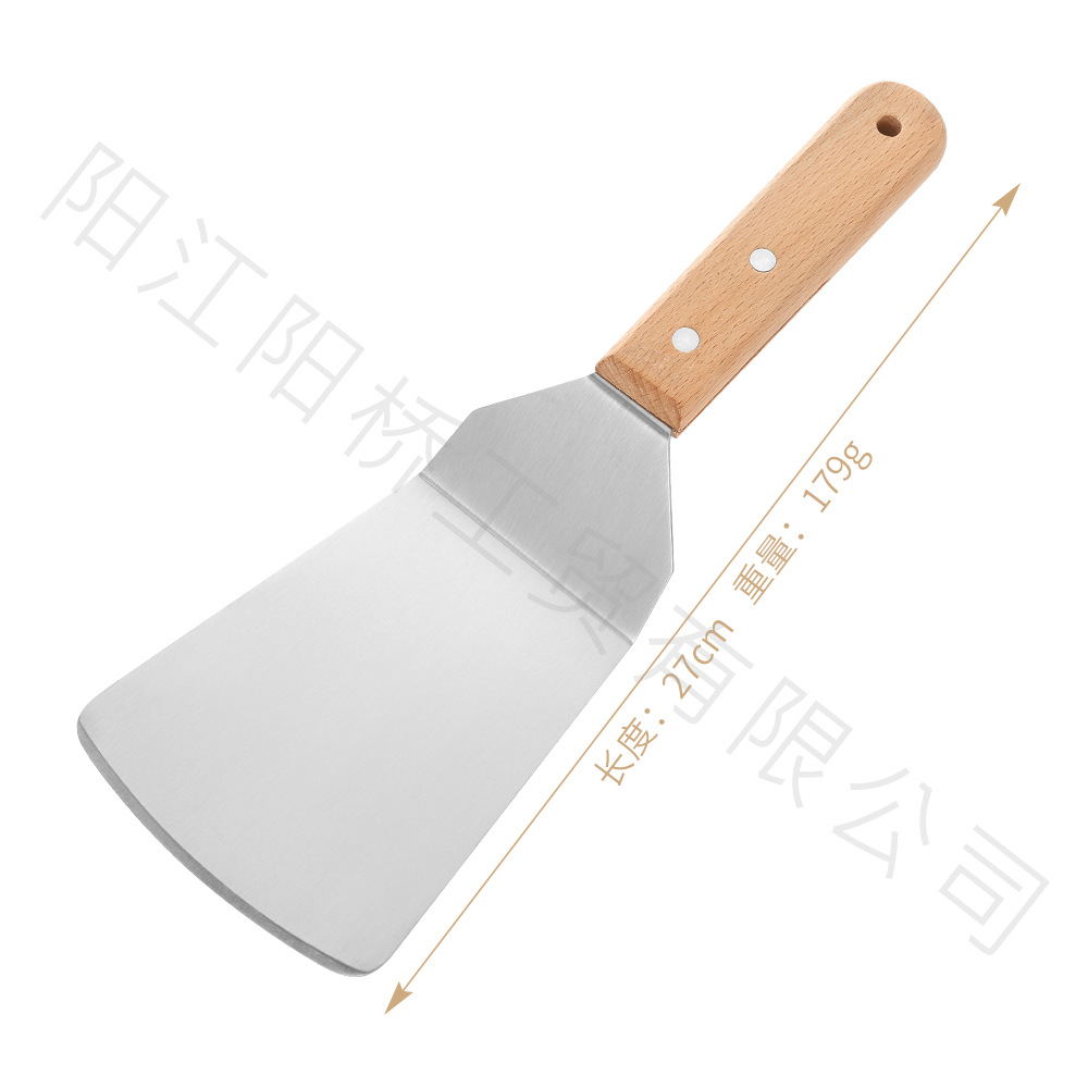 Amazon Hot sale acero inoxidable parrilla herramienta set al aire libre barbecue hierro guisado mango de madera cocinar combinación de cocina de grasa