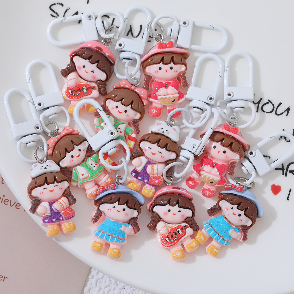 Nuevo estilo con capucha chica DIY resina llavero original chica mochila dibujos animados hebilla novias regalo Accesorios
