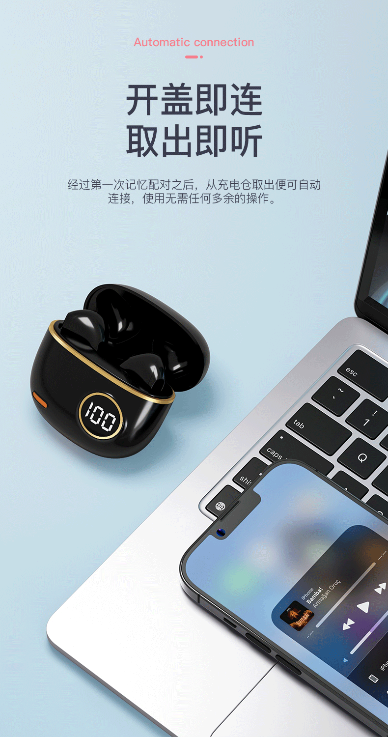 Popular compact true wireless Bluetooth earbuds 2025 new ultra long battery life sports running noise reduction high quality in-ear