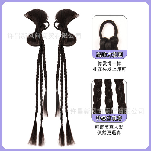 Wig ponytail for women, cute butterfly knot braided hair, Y2K style, cool girl boxing style, same as internet celebrity's double ponytail