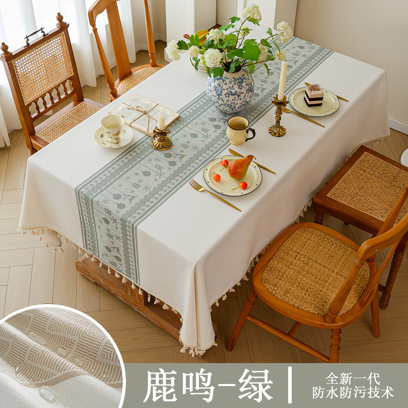 跨境ins风桌布防水防尘仿棉麻欧式餐桌布茶几长方形桌布现货批发|undefined