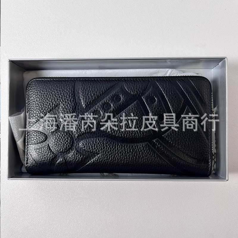 2024新型小衆西太后土星ワニ紋牛革三つ折り財布小銭入れ黒シンプル多カード位