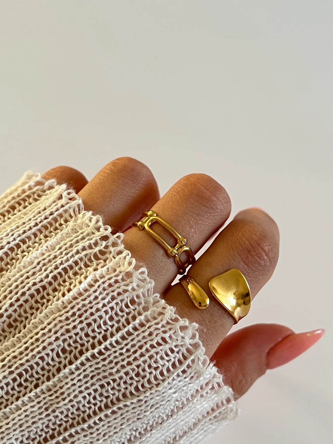 Party, Shopping Occasion PVD Coated Real Gold Plated Geometric 304 Stainless Steel Elegant Vintage Style Waterproof Non Tarnish Surgical Steel Rings