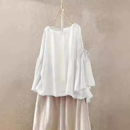 2023 длинные рукава свободные круглые воротники женские топы для отдыха