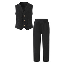 欧美跨境秋季新品儿童灯芯绒马甲西服套装男童坎肩马夹裤子童装潮