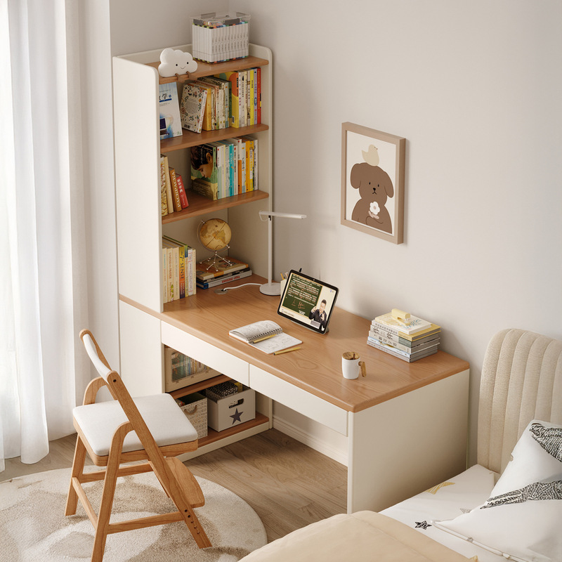 Corner Desk Desktop Computer Desk Girls' Bedroom Dressing Table Home Student Study Desk Desk Bookshelf Integrated Table