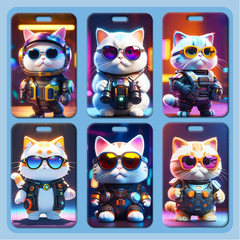 貓賽博朋克卡套批發學生飯卡校園校牌胸牌工作證門禁卡套小卡廠牌