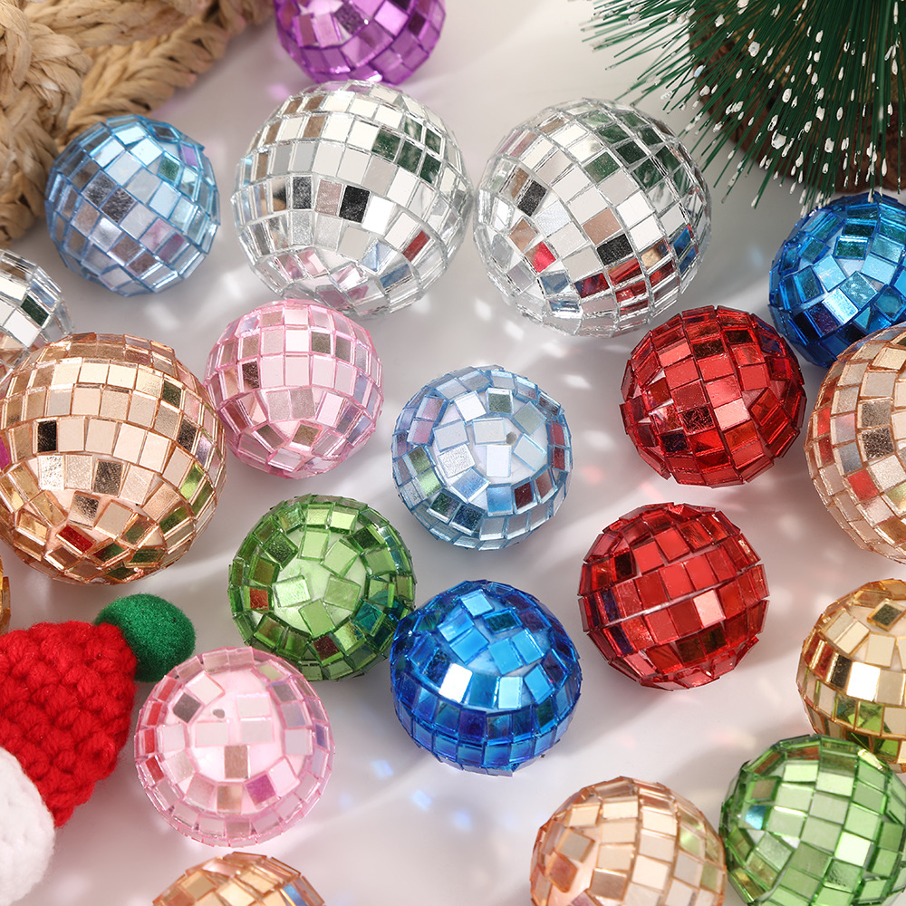 Decoraciones transfronterizas de árbol de Navidad Bola de vidrio de espuma Decoración de boda Bola de espejo láser Bola de discoteca reflectante