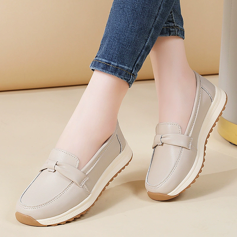 Женские летние туфли 2025 года, большие размеры, повседневные, нескользящие, на толстой подошве, универсальные, для мам, без застежек