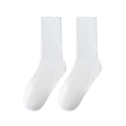 Socks Women's Summer Socks Deodorant Pure Cotton Ball-Free Mid-Tube Socks Spring and Autumn Black and White Sports Sweat-Absorbent Stockings
