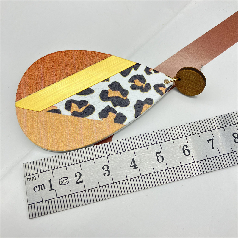 Stoving Varnish Design 1 Pair Ethnic Style Geometric Water Droplets Leopard Stoving Varnish Wood Drop Earrings