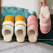 牛皮棉拖鞋定制女冬季室内家居加厚保暖皮质防水真皮拖鞋冬天家用