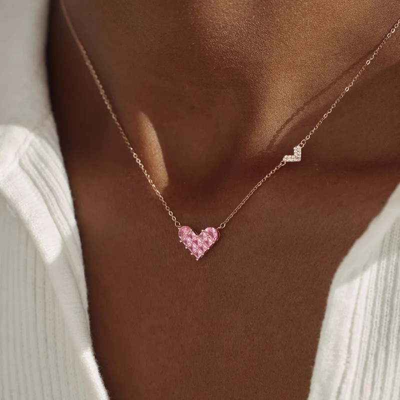 Pink Love Zircon Necklace Stress Relief Card Mother Sends Daughter Message Card Holiday Gift Inspirational Words