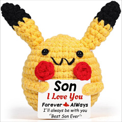 跨境亚马逊热销新品Positiv pikachu 纯手工钩织摆件积极正能量卡
