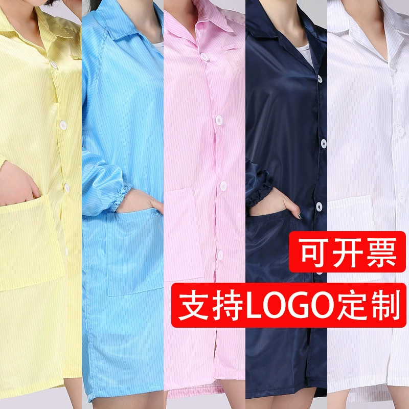 Антистатическая одежда с длинными рукавами, большой подвесной логотип, цифровая заводская пылезащитная мастерская, сине-белая мужская и женская рабочая электростатическая одежда