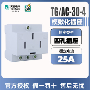 Tianzheng Electric TG/AC30-4 Hole 25A Three-Phase Four-Wire Modular Socket Distribution Box Guide Rail Power Seat