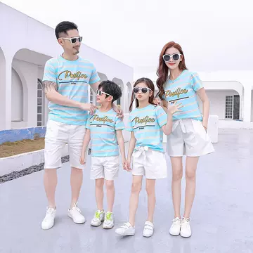 Net red parent-child clothes 2022 summer new fashion a family of three short sleeves plus large size suit foreign style mother child mother women's clothes - ShopShipShake