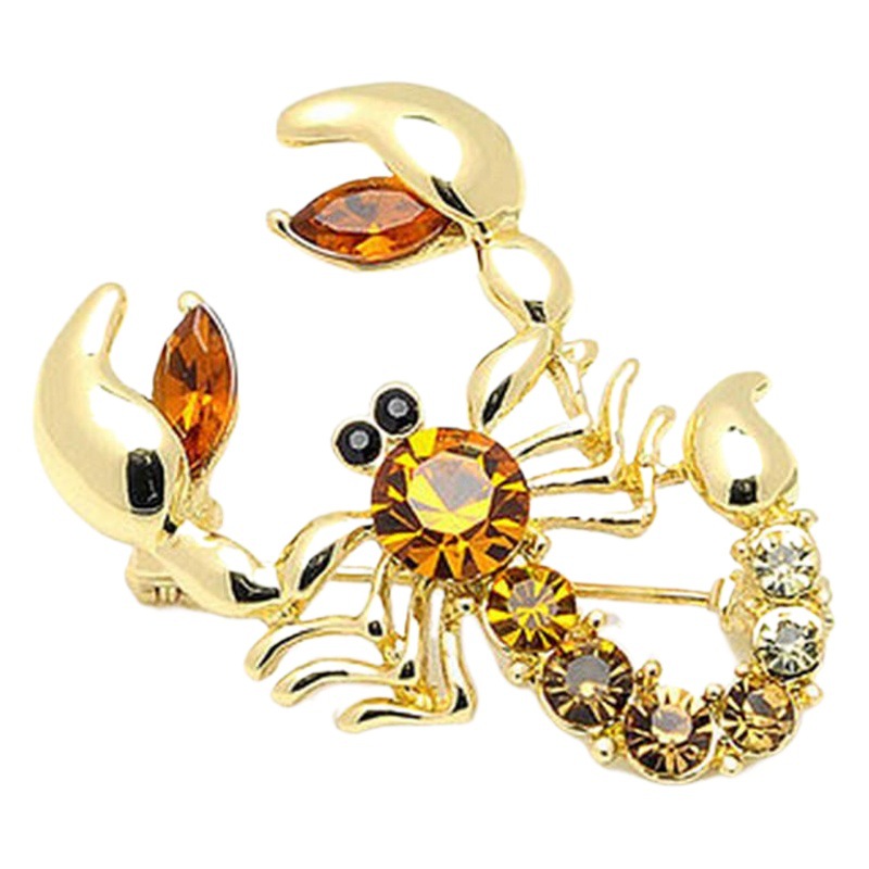 Estilo coreano Venta caliente moda todo fósforo rhinestone escorpión broche unisex pin ventas directas de fábrica