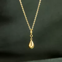 Чистое золото 18K небольшие капли Кулон простое золото форма капли все-матч ежедневно ожерелье Кулон золотые украшения 12324