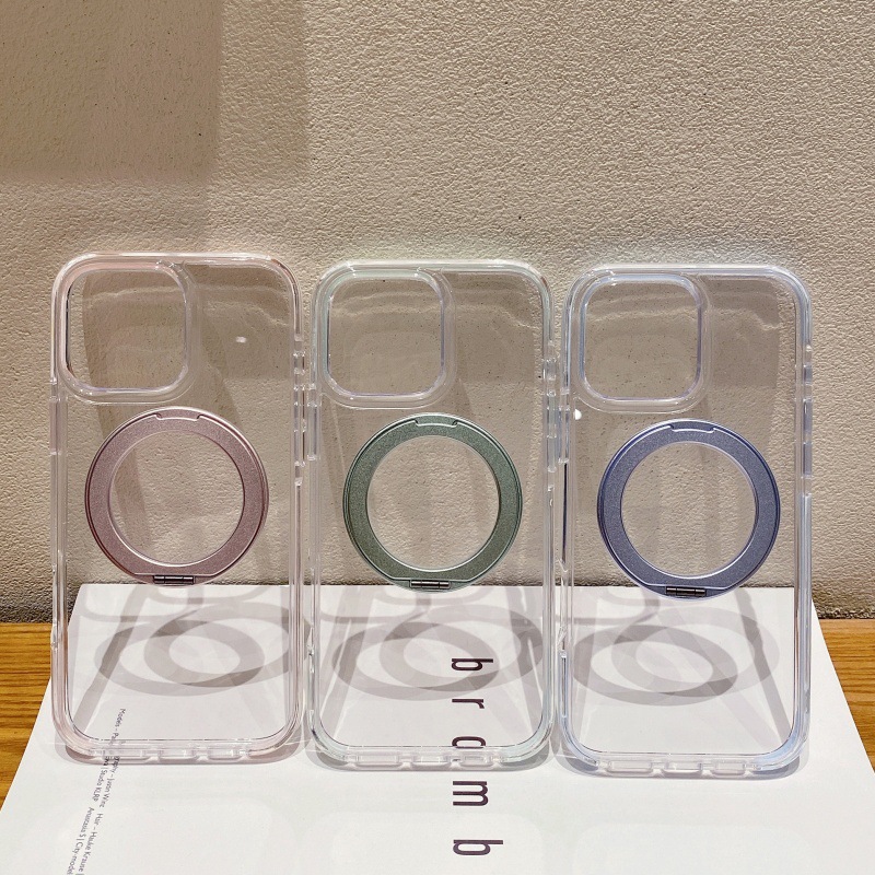 高级感透明360旋转支架适用iphone17Promax苹果15手机壳13/14男女