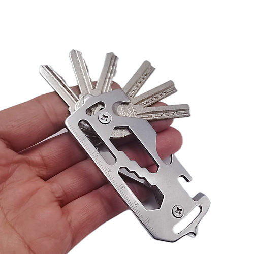 Outdoor multi-functional key chain, cross screwdriver, bottle opener, key holder, EDC travel tool card